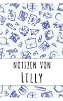 Notizen von Lilly: Kariertes Notizbuch mit 5x5 Karomuster für deinen personalisierten Vornamen