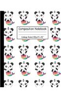 Composition Notebook College Ruled 120p 8" x 10": Cute Pandacorn Mermaids - Blank Ruled Panda Notebook Journal for Girls Boys Adults School Kids Teachers and Students.