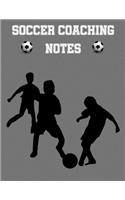 Soccer Coaching Notes: For soccer coaches to use to plan games - Includes a pitch diagram to sketch out strategies and room for coaching notes.
