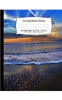 Beach Composition Notebook, Graph Paper: 4x4 Quad Rule Composition Book, Student Exercise Science Math Grid, 200 Pages, 7.44 X 9.69