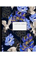 Cornell Notes Notebook: Japanese Print, Flowers and Bird Navy Blue and Gold(1 Cornell Notes Notebooks)