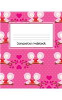 Composition Notebook: Wide Ruled Blank Lined Composition Book Journal (7.5 X 9.25in) 120 Pages Hot Pink Owls Love Pattern Cover
