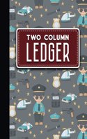 Two Column Ledger: Accounting Journal Book, Bookkeeping Ledger For Church, Ledger Record Book, Cute Police Cover, 8.5" x 11", 100 pages