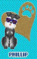 Schnauzer Life Phillip: College Ruled Composition Book Diary Lined Journal Blue