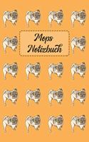 Mops Notizbuch: Journal Für Notizen in Hellorange Mit Mops-Muster - 6 X 9 (Ca. A5)