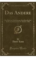 Das Andere, Vol. 1