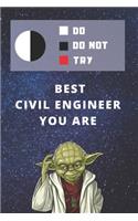 Medium College-Ruled Notebook, 120-page, Lined - Best Gift For Civil Engineer - Funny Yoda Quote - Present For Engineering Job: Star Wars Motivational Themed Journal For School Notes, Student Work, Graduation, Tracking Job Goals or Performance