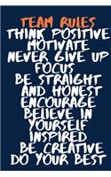 Team Rules Think Positive Motivate Never Give Up Focus Be Straight And Honest Encourage Believe In Yourself Inspired Be Creative Do Your Best A beautiful