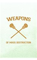 Weapons of Mass Destruction: All Purpose 6x9 Blank Lined Notebook Journal Way Better Than A Card Trendy Unique Gift Mint Green Lacrosse