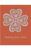 Wedding Guest Book: Soft cover with Melon background and cream love hearts, 110 pages 8.5x11