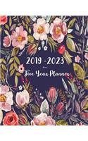 2019-2023 Five Year Planner- Flower: 60 Months Planner and Calendar, Monthly Calendar Planner, Agenda Planner and Schedule Organizer, Journal Planner and Logbook, Appointment Notebook, 
