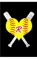 R Monogram Initial Softball Journal