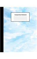 Composition Notebook: Blue Texture Water Colour Wide Ruled Paper Note for Student