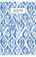 2019 Weekly Planner Blue Ikat Design 134 Pages: (Notebook, Diary, Blank Book)