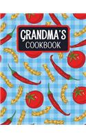 Grandma's Cookbook: Blank Recipe Book to Fill in with Space for Photos - Blue Checkered Pasta Ingredients(11 Extra Large Empty Cookbooks)