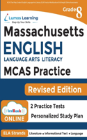 MCAS Test Prep: Grade 8 English Language Arts Literacy (ELA) Practice Workbook and Full-length Online Assessments: Next Generation Massachusetts Comprehensive Asses