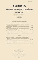 Archives d'Histoire Litteraire Et Doctrinale Du Moyen Age LXXXVI - 2019