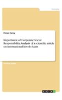 Importance of Corporate Social Responsibility. Analysis of a scientific article on international hotel chains