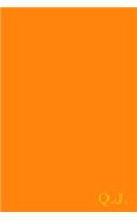 Q.J.: Gold On Dark Orange Fashion Color Monogram Personalized Notebook With Two Initials. Matte Soft Cover Professional Style with120 Blank Lined Pages