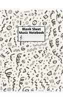 Blank Sheet Music Notebook: Easy Blank Staff Manuscript Book Large 8.5 X 11 Inches Musician Paper Wide 12 Staves Per Page for Piano, Flute, Violin, Guitar, Trumpet, Drums, Cell