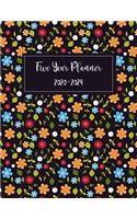 Five Year Planner 2020-2024: Happy 60 Monthly Calendar with US Holidays Planner. Cute Flower Design.