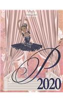 2020 Weekly Planner - Ballerina Princess Monogram Initial Letter "P": dark skin ballet tutu toe shoes 12-Month Large Print Letter-Sized A4 Schedule Organizer by 52 Week Cornell Notes Monthly Calendar Designed in USA