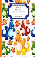 Primary Composition Notebook K-2 Story Paper 8.5" x 11" 110 pages: Dinosaur Theme