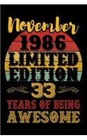 November 1986 Limited Edition 33 Years Of Being Awesome