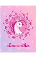 Samantha: Unicorn Sheet Music Note Manuscript Notebook Paper - Magical Horse Personalized Letter S Initial Custom First Name Cover - Musician Composer Instrum