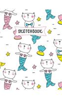 Sketchbook: Chatte Sirène Carnet de croquis pour enfants - Pratique du dessin et du griffonnage - Livre de croquis amusant pour les tout-petits - Grandes pages 