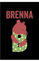 Brenna: Animals Coloring Book for Kids, Weekly Planner, and Lined Journal Animal Coloring Pages. Personalized Custom Name Initial Alphabet Christmas or Birt