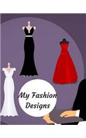 My Fashion Designs: 8.5 X 11'' - White Paper with Outer Frame - 100 Sheets/200 Pages