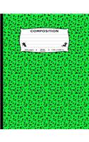 Composition: 100 Pages Wide Ruled 7.44 x 9.69 in.: Fairies All Over Green Marble Note Book Journal Diary Silhouette Pattern Note Pad Fun Unique Design for boys, 