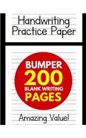 Handwriting Practice Paper for Kids: Bumper 200-Page Dotted Line Notebook (Handwriting Practice Paper Notebook / Blank Handwriting Practice Books For Kids)