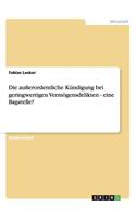 außerordentliche Kündigung bei geringwertigen Vermögensdelikten - eine Bagatelle?