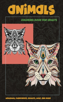 Animals - Coloring Book for adults - Hedgehog, Chimpanzee, Axolotl, Wolf, and more