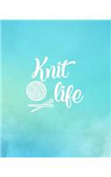 Knit Life: Knitting Graph Paper Planner Design Notebook, Blank Knitter Patterns Book, 4:5 Ratio, Turquoise