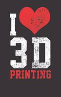 3D Printing Notebook: Vintage I Love 3D Printing 6x9 Dot Grid Dotted 120 Pages for School College