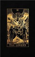 The Lovers: Tarot Card Bullet Journal - 5 x 8 Notebook - Black and Gold Design - Dot Grid Notebook