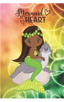 Mermaid At Heart: Journal/Diary with Cute Multicultural Mermaid for Girls on Glittery Cover