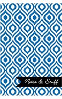 Notes & Stuff - Cobalt Blue Lined Notebook in Ikat Pattern: Soft Cover, 6 x 9 Journal, 190 Pages