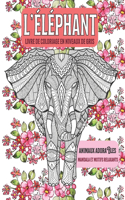 Livre de coloriage en niveaux de gris - Mandala et motifs relaxants - Animaux adorables - L'éléphant