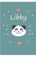 Libby: A cute personalized panda notebook/ diary for girls and women, with 100 lined pages in 6x9 inch format. Personal Diary Personalized Journal Customiz