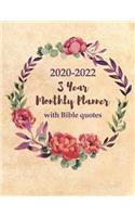 3 Year Monthly Planner 2020-2022 with Bible Quotes