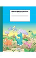 Primary Composition Notebook Story Paper Journal: Simple Composition Journals K-2 - Notebook with Picture Box and Dashed Midline - Draw and Write Journal for Kids - Dinosaur Journal