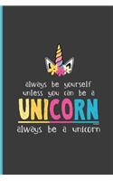 Always Be Yourself Unless You Can Be a Unicorn Then Always Be a Unicorn: Be Yourself Unicorn Perfect Lined Notebook/Journal (6x9)