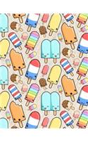 Kawaii Ice Pop Sketchbook: Ice Lolly Themed Blank Sketchbook, 120 Pages, 8.5 x 11, Perfect Blank Paper Notebook for Drawing, Doodling and Sketching Your Art