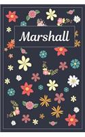 Marshall: Lined Writing Notebook with Personalized Name 120 Pages 6x9 Flowers