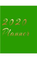 2020 Planner Weekly and Monthly Jan 1, 2020 to Dec 31, 2020 year planner gilt Auric Aureate & golden style lover Green Cover day by day scheduler agenda Weekly & Monthly Planner & planning Calendar Views