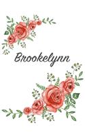 Brookelynn: Personalized Composition Notebook - Vintage Floral Pattern (Red Rose Blooms). College Ruled (Lined) Journal for School Notes, Diary, Journaling. Flo